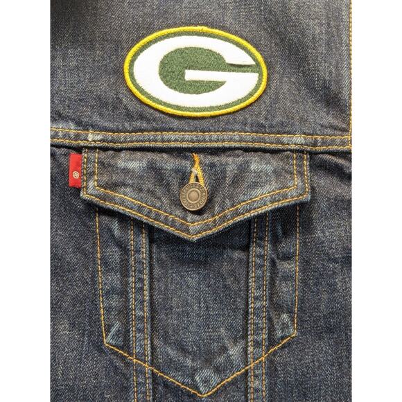 Levis Mens NFL Green Bay Packers Navy Blue Denim Jean Trucker Jacket 3XL NWT NOS - Picture 5 of 15